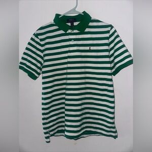 Polo Ralph Lauren Boys XL 18/20 Green and White Striped Polo Shirt